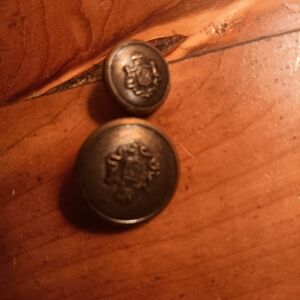 Source Unknown Antique Brass Coat Buttons with Crest Motif